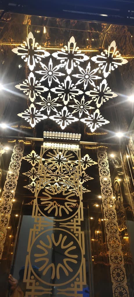 Gold ceiling elevator interior Delhi